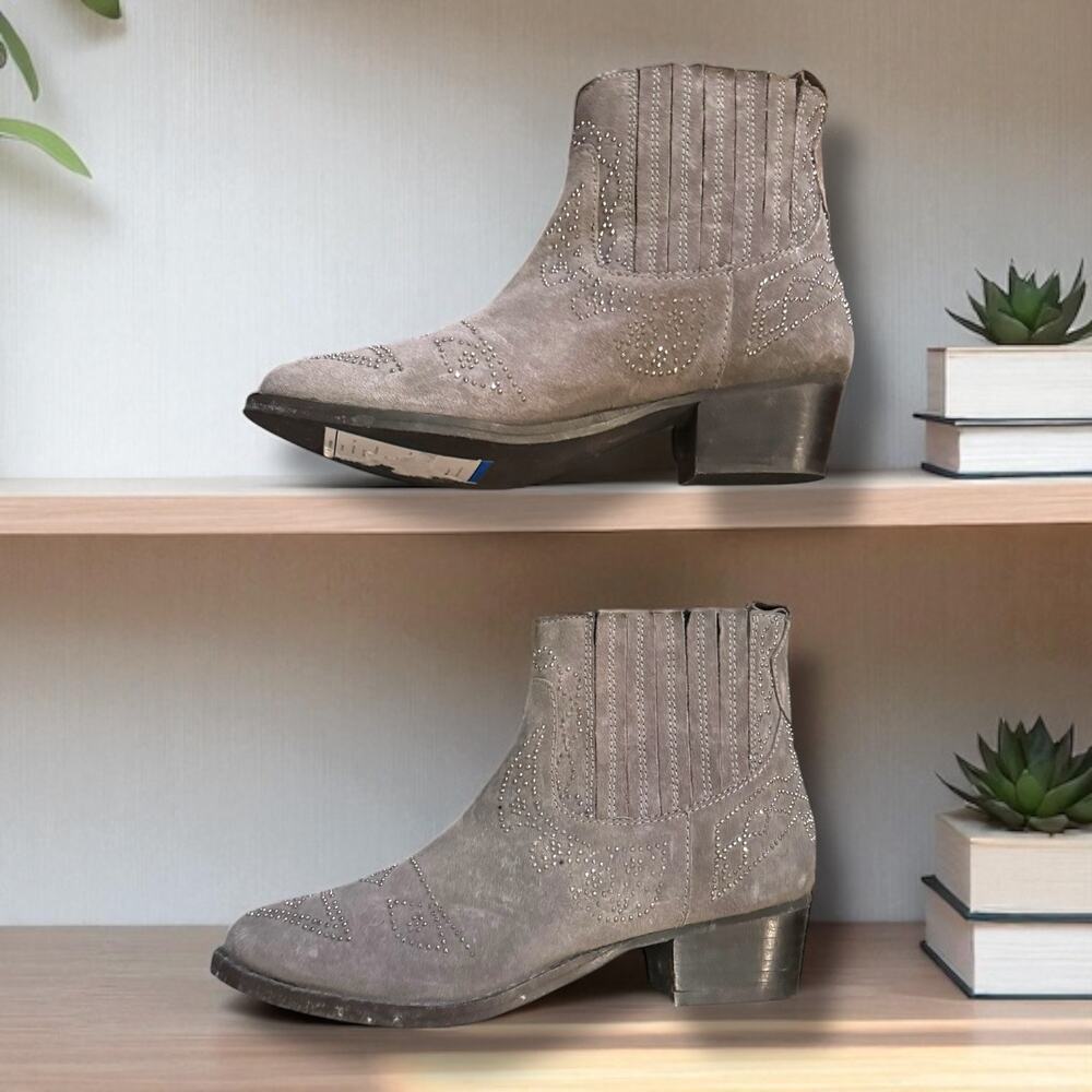 Very Volatile Suede Studded Western Bootie NWOB